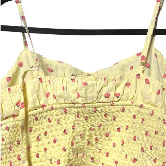 Free People Lavender Daze Butter Yellow Strawberry Drop waist dress Sz M - Picture 7 of 7